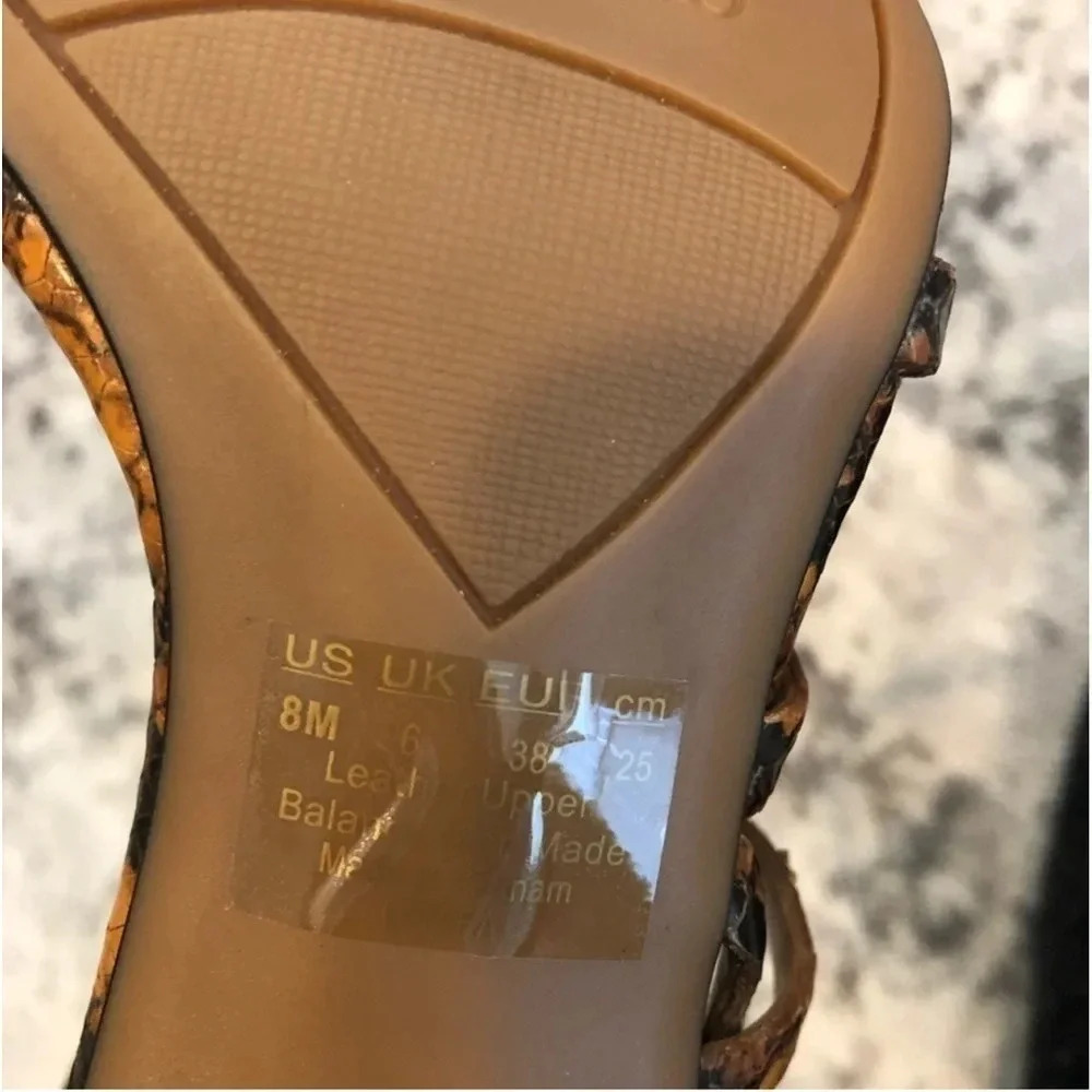 New FRANCO SARTO QITARA STRAPPY BLOCK HEEL sandal shoe brown snake print leather - Picture 10 of 14